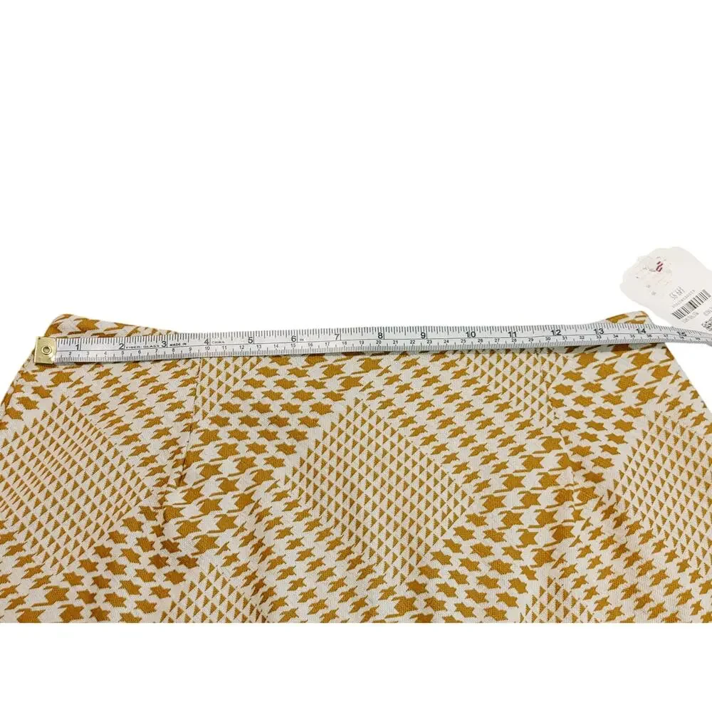 NWT Altar'd State Mini Skirt Geo Print High Rise Yellow USA Made Womens Large